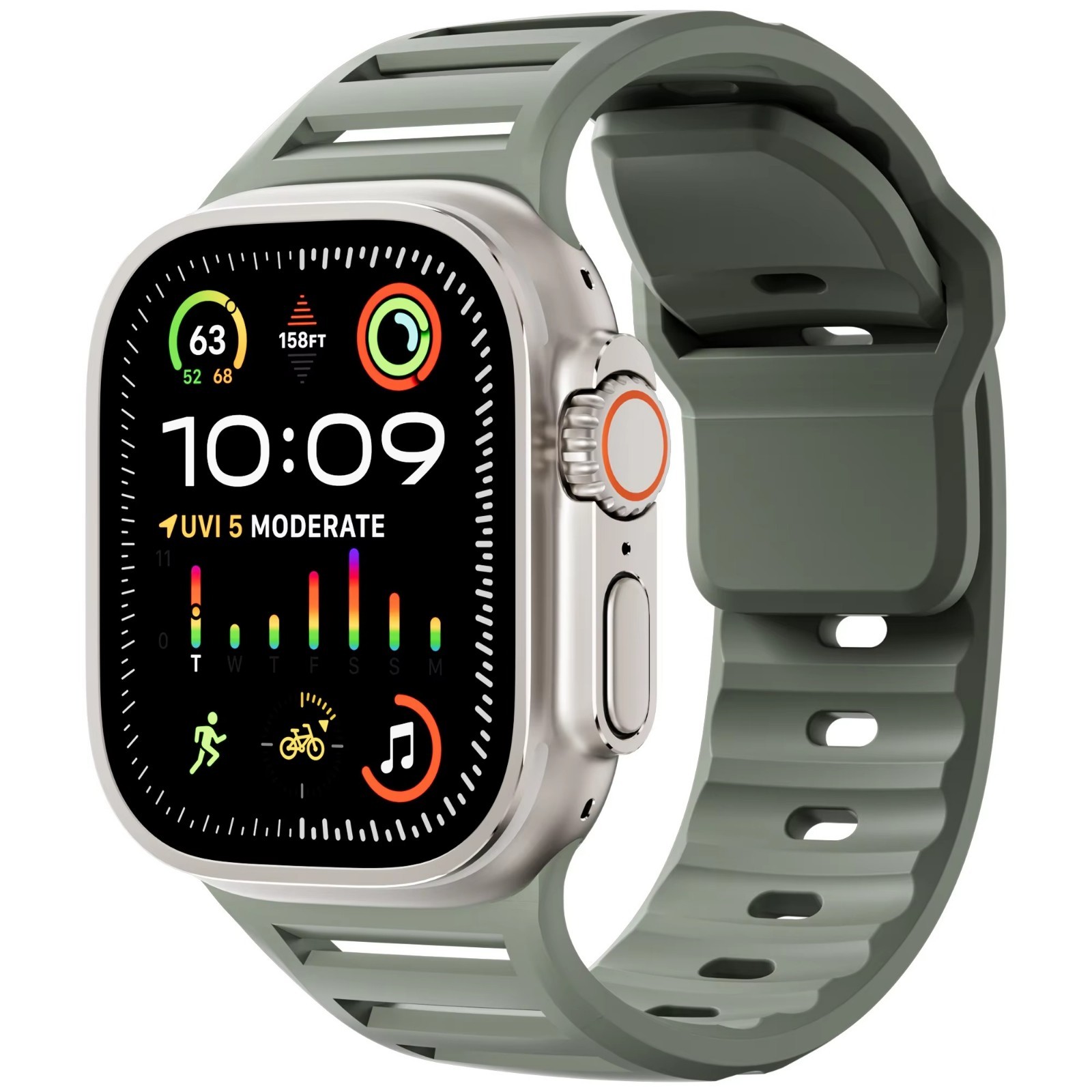 For Apple Watch Series Ultra 3 11 10 9 8 7 iWatch 49mm Silicone Sport Band Strap