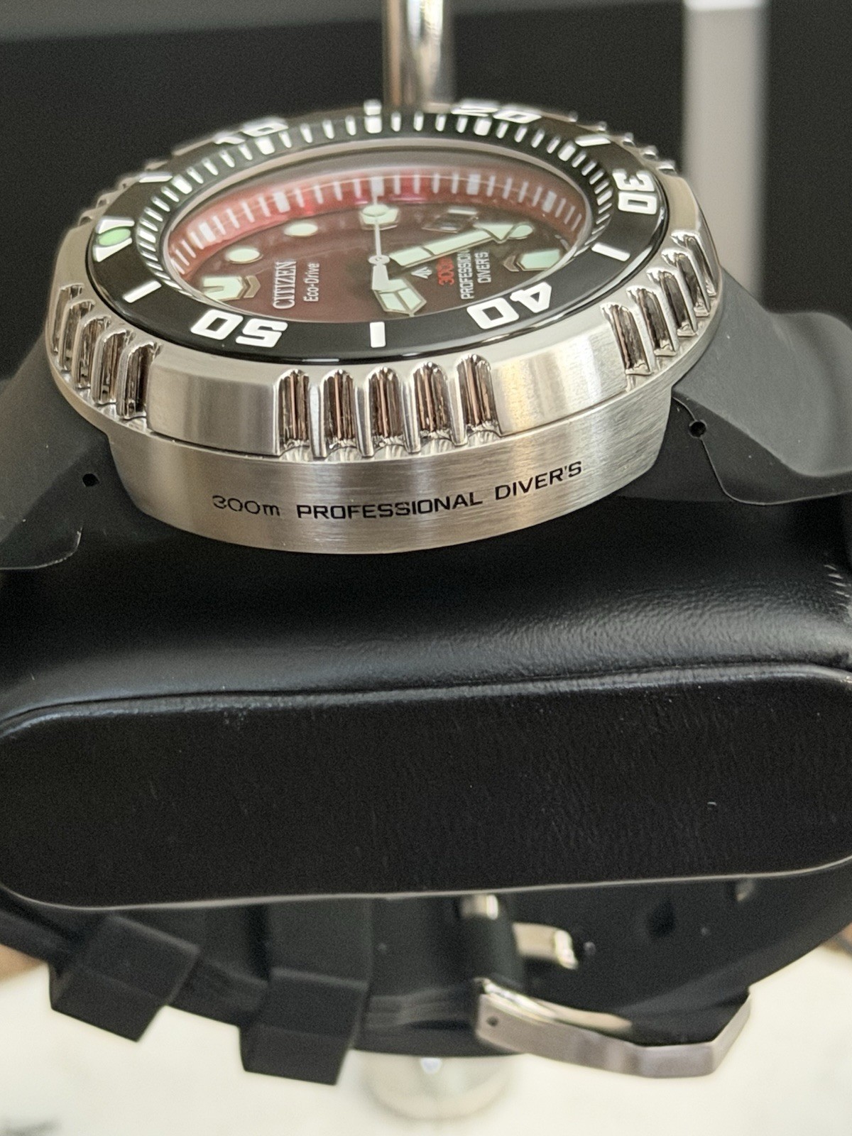 Citizen Men’s Promaster Dive E365 Eco-Drive Date Red DIal Watch 46MM Very Nice!