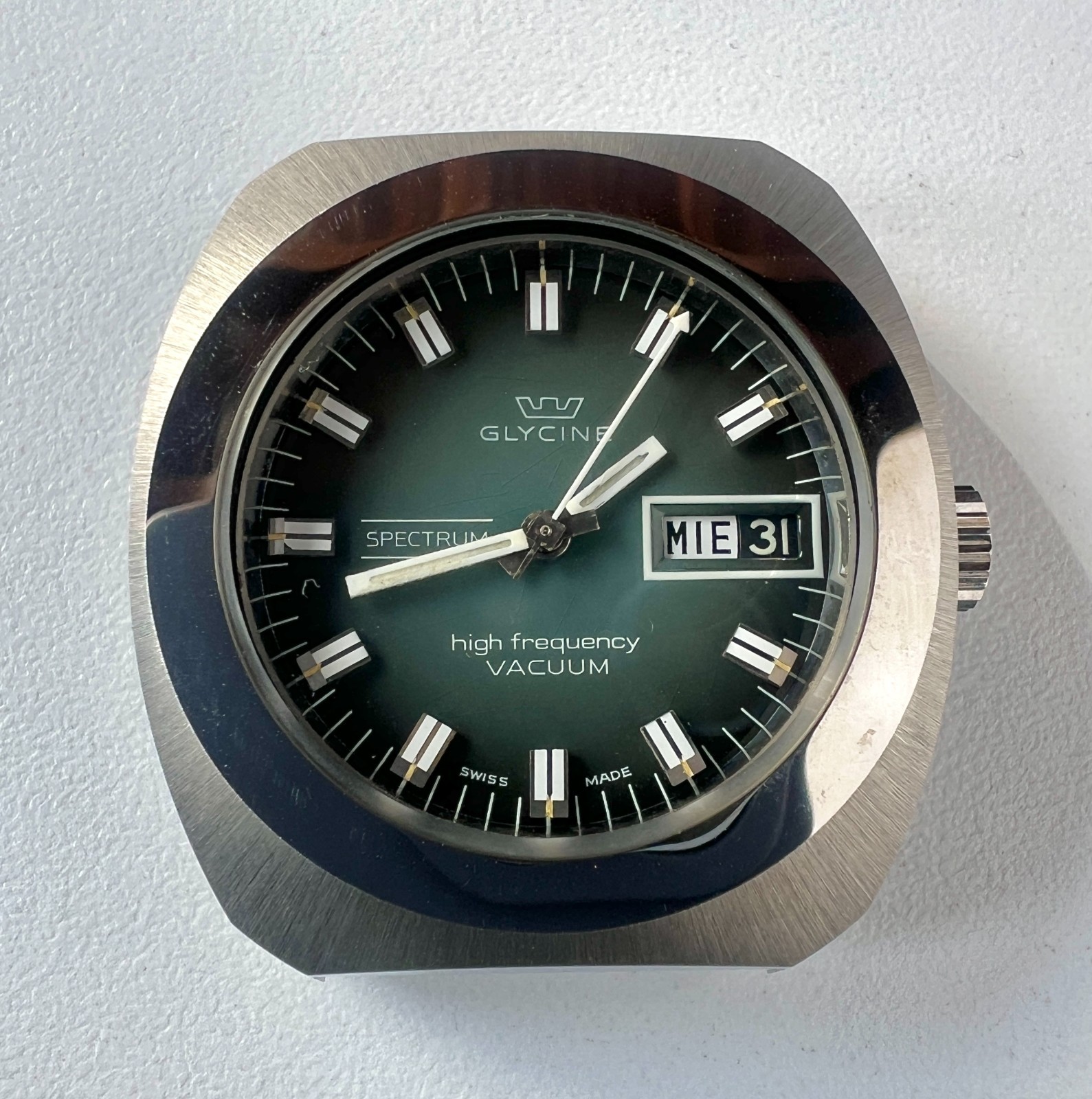 Glycine Automatic Watch Vintage Mens High Frecuency Spectrum Vacuum Gray Dial