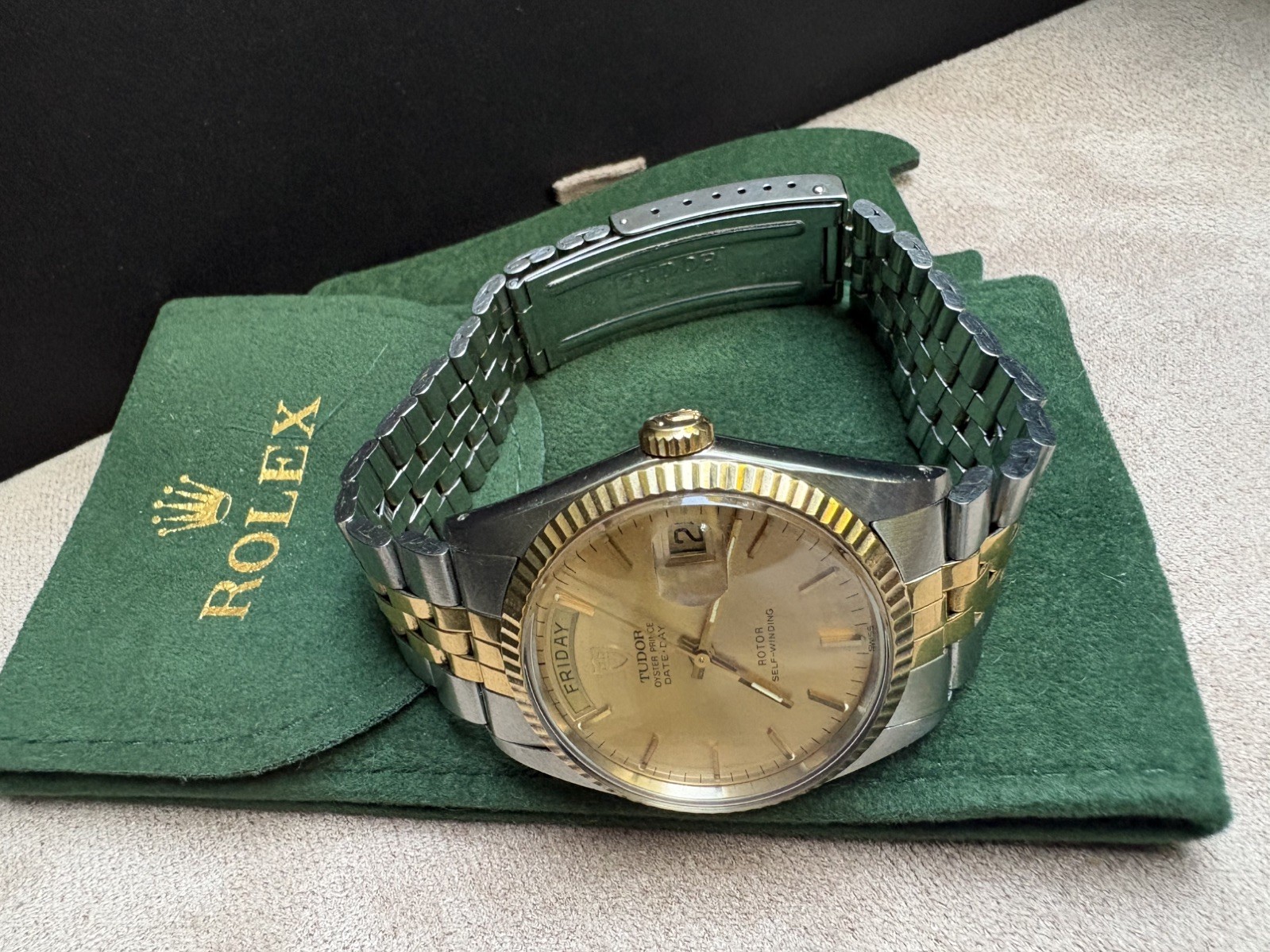 TUDOR Oyster Prince Date Day 94613 – Two Tone 18K Gold | Champagne Dial w/Pouch