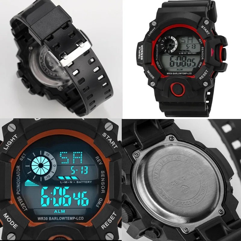 Men’s Digital Sports Watch LED Outdoor Military Style Alarm Stopwatch Rubber Str