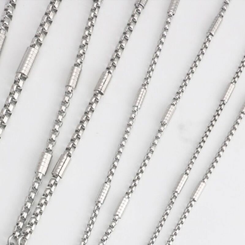 1.5/2/2.5/3mm Man’s Stainless Steel Barrel Square rolo Box Chain Necklace Link