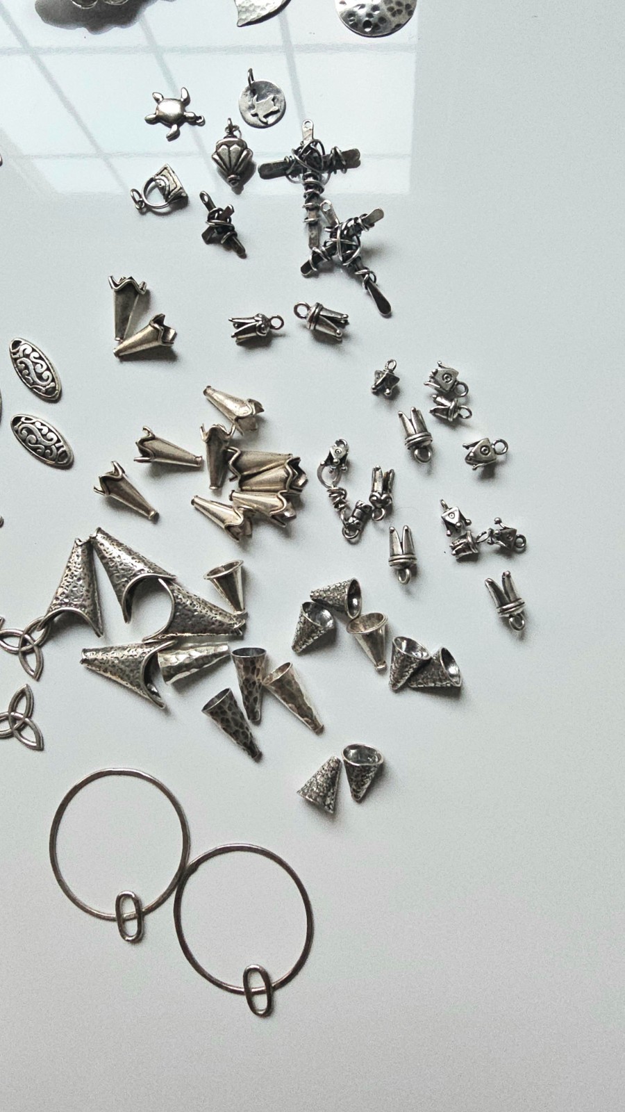 624g Sterling Silver Jewelry Findings Lot 28 Bags Beads Clasps Connectors & More