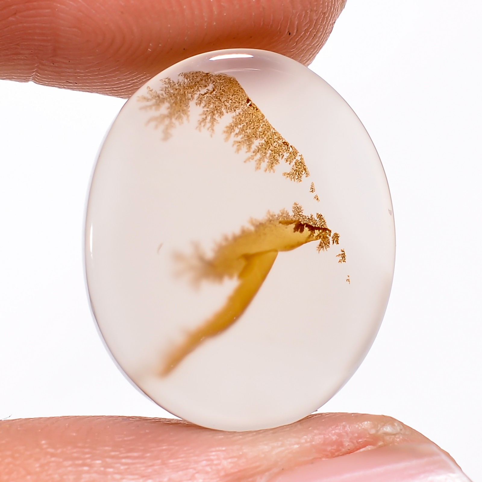6.90Cts.100%Natural Scenic Dendritic Agate Oval Cabochon 14x17x2mm Loose Gems