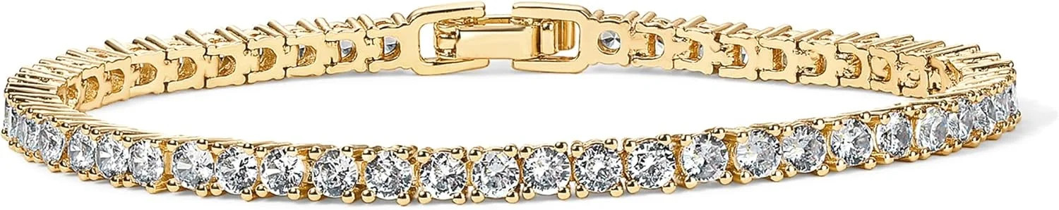 PAVOI 14K Gold Plated 3mm Cubic Zirconia Classic Tennis Bracelet | Gold Bracelet