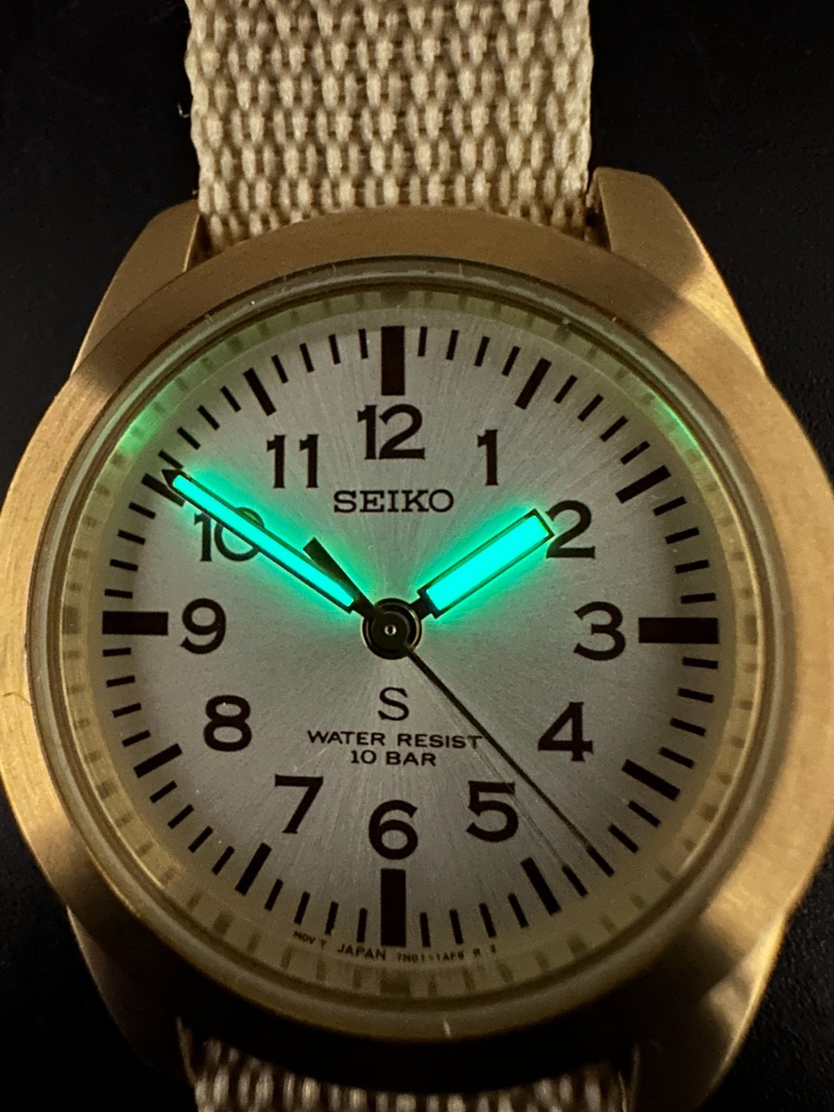 Seiko SUS Nano Universe Men’s Silver Dial Gold Tone 35mm Quartz Watch 7N01-0KL0