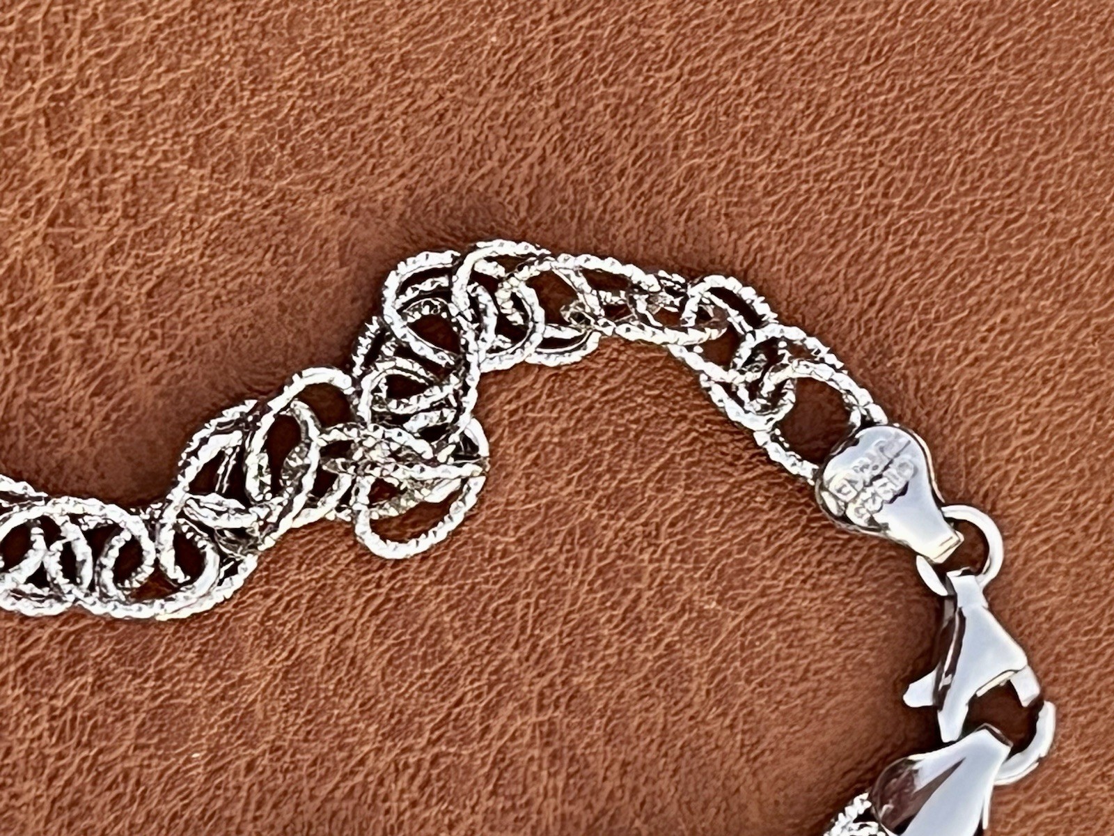 Turkish 925 Sterling Sliver Oval Link Chain Bracelet 8.5” OT Turkey