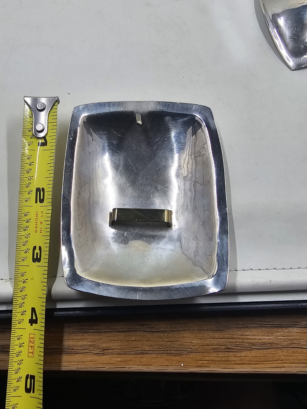 Audrey Schenk Signed Modernist Pewter Ashtray Set 3pc MCM