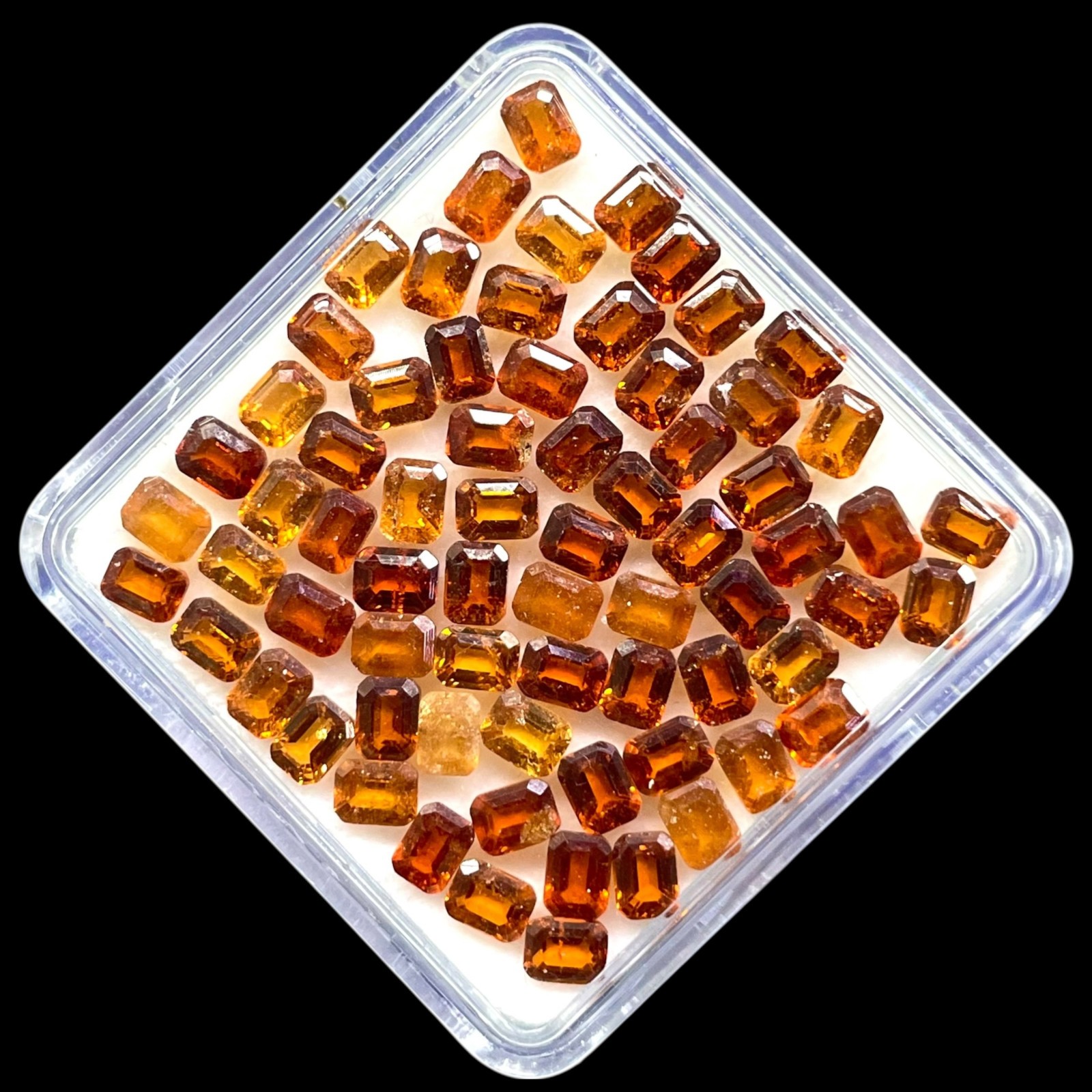 50 Pcs Natural Hessonite Garnet 3.8×2.8mm Emerald Cut Loose Untreated Gemstones