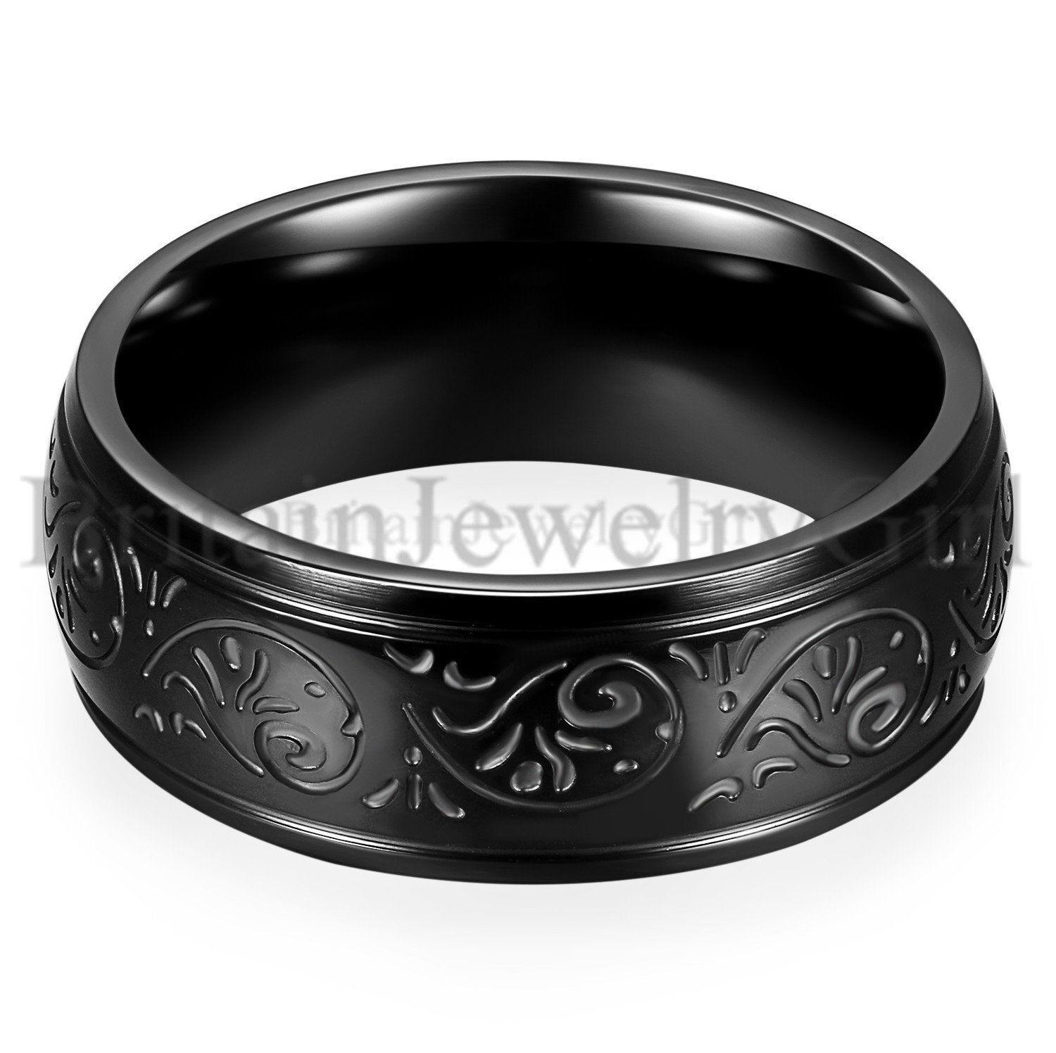 8MM Stainless Steel Florentine Design Men Women Wedding Ring Band Size 7-13