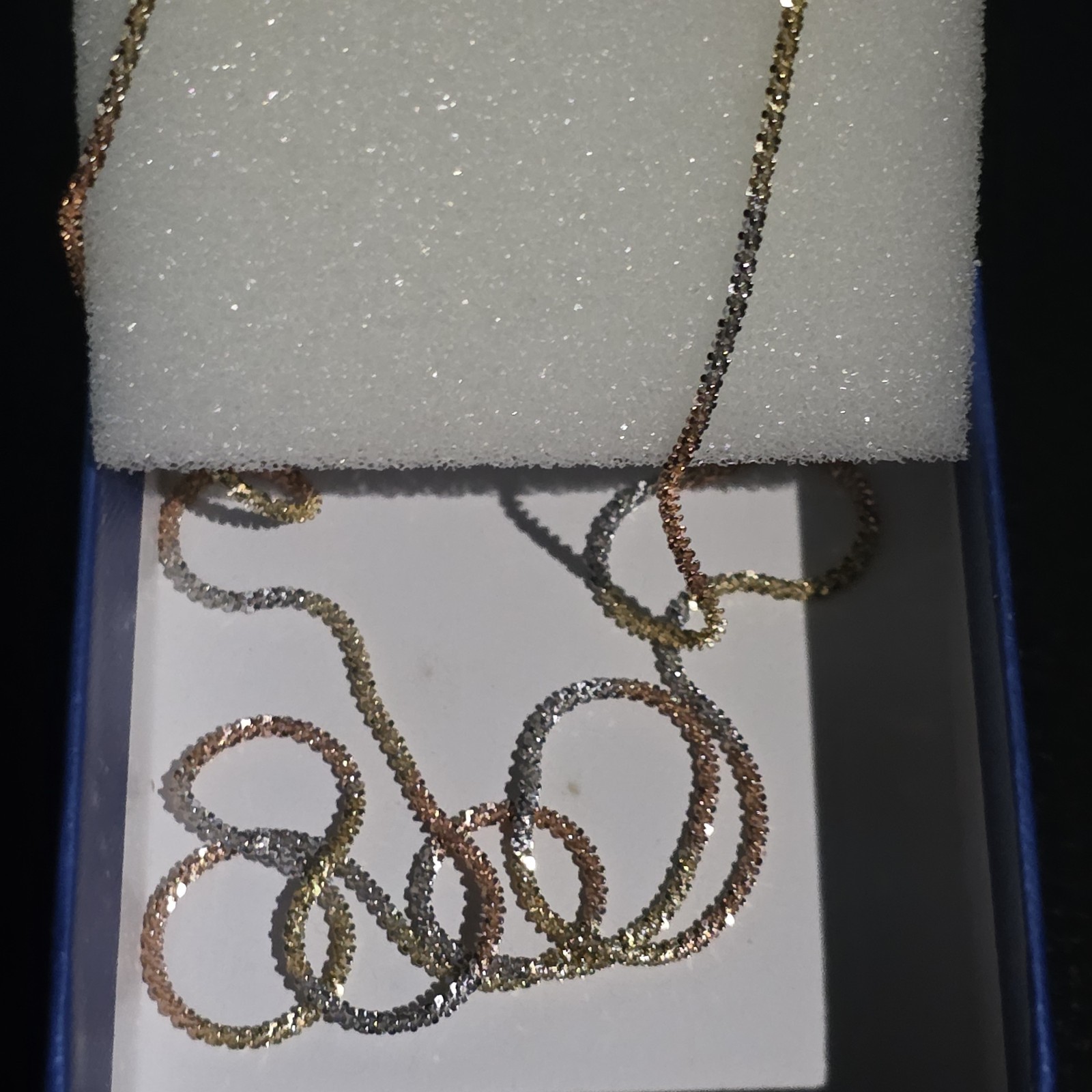 14k Gold plated 925 Tri-color Rope Chain 1.5mm Twist Link Necklace 24″