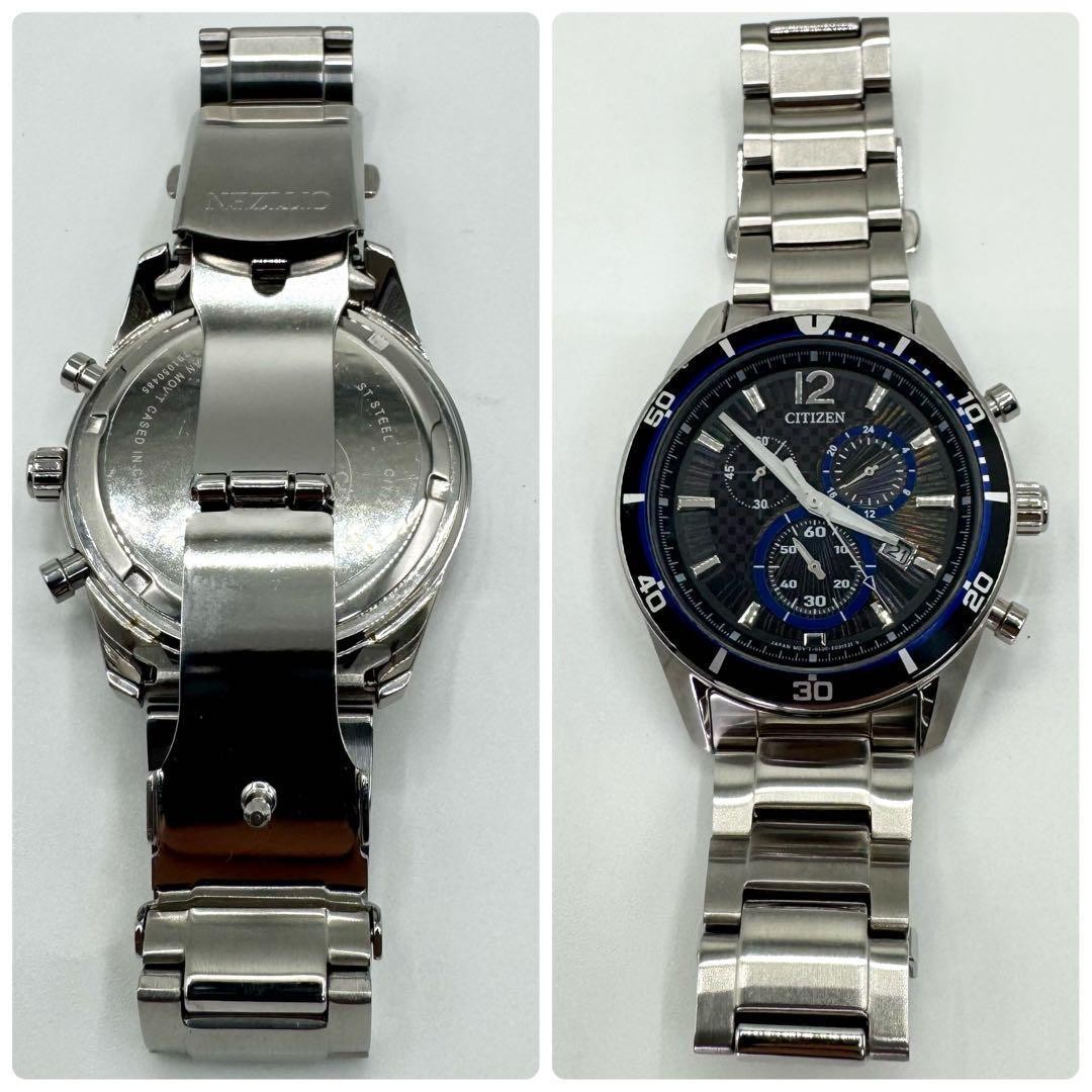 CITIZEN H500-SO61083 Eco-Drive Chronograph with Check Dial and Date Used Japan