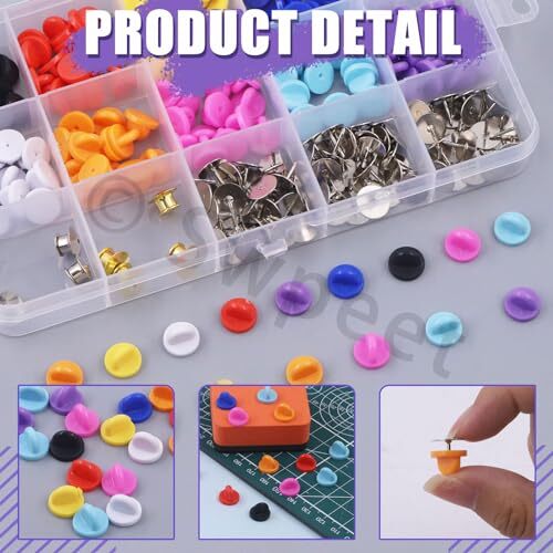 Swpeet 320Pcs Rubber Pin Backs Locking Butterfly Clutch with 10mm Blank Pins