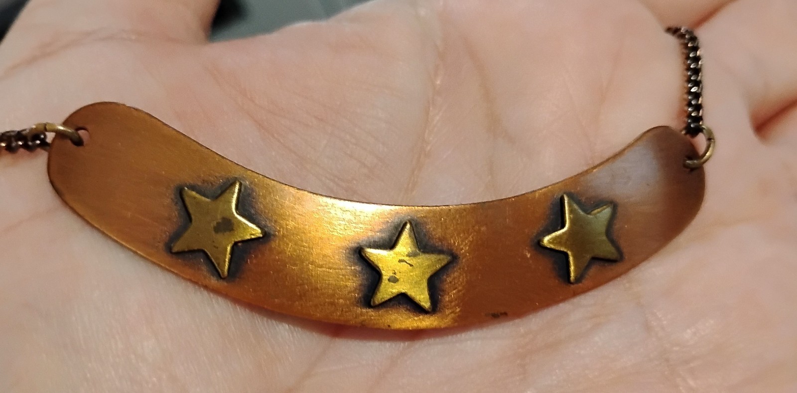 Vintage Star Copper Brass Bib Necklace