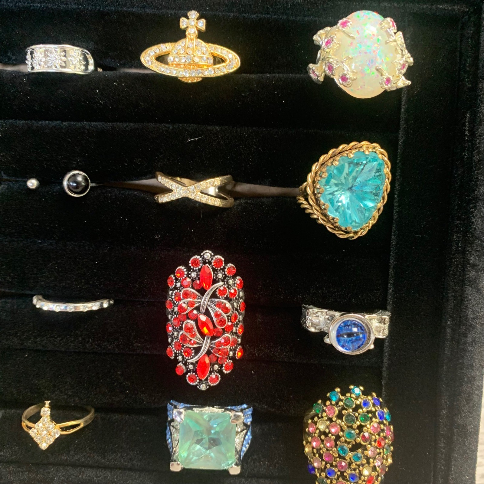 Bulk Lot 20 Womens Fashion Rings Size 7 Boho Gothic Statement Eclectic Mix