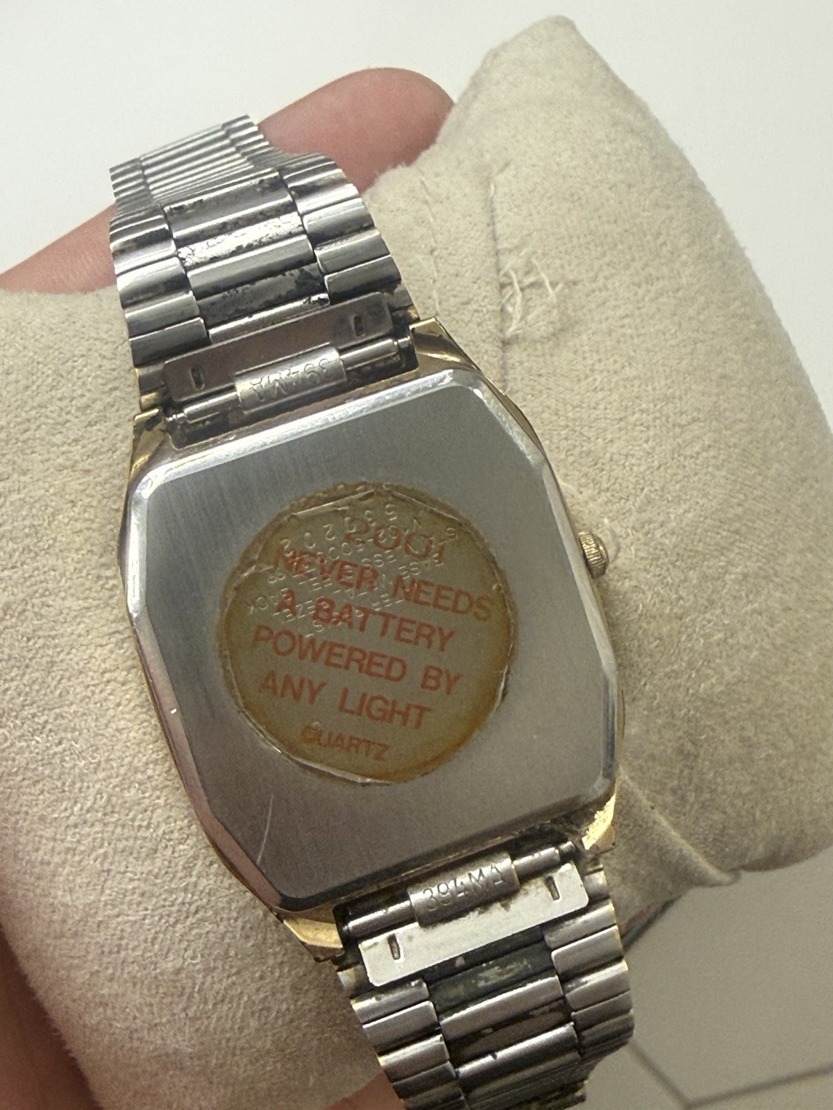 Vintage Pulsar Men Dress Watch By Seiko Rectangle Tank Stainless Gold Tone,25mm