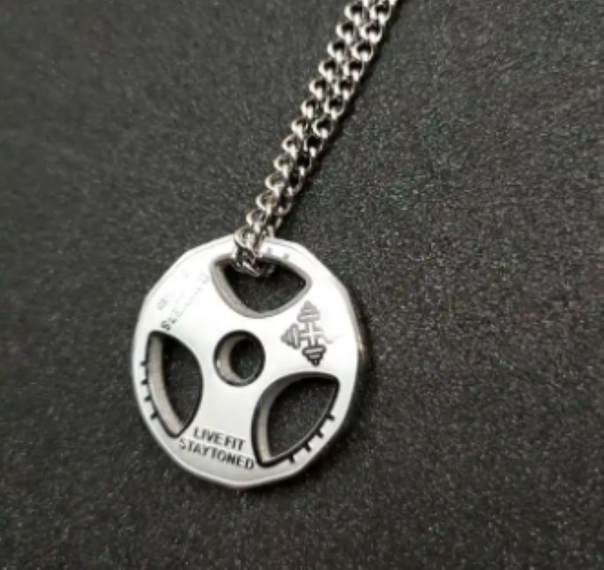Weight Plate Gym Bodybuilding Fitness Sport Jewelry Necklace Silver