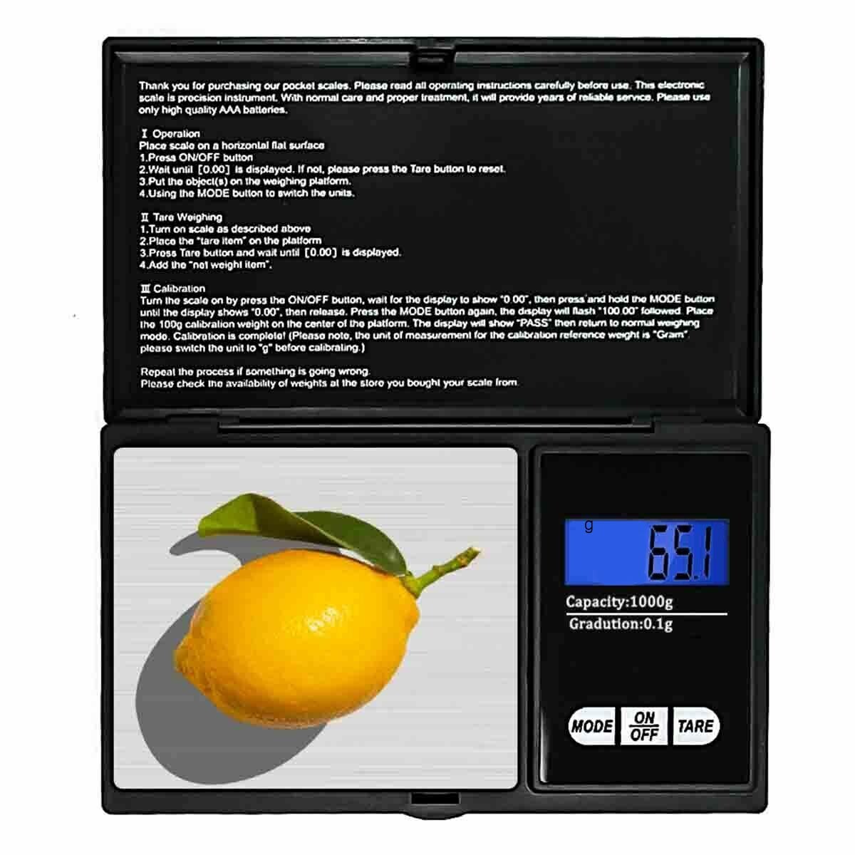 Digital Scale 1000g x 0.1g Jewelry Gold Silver Coin Gram Pocket Size Herb Grain