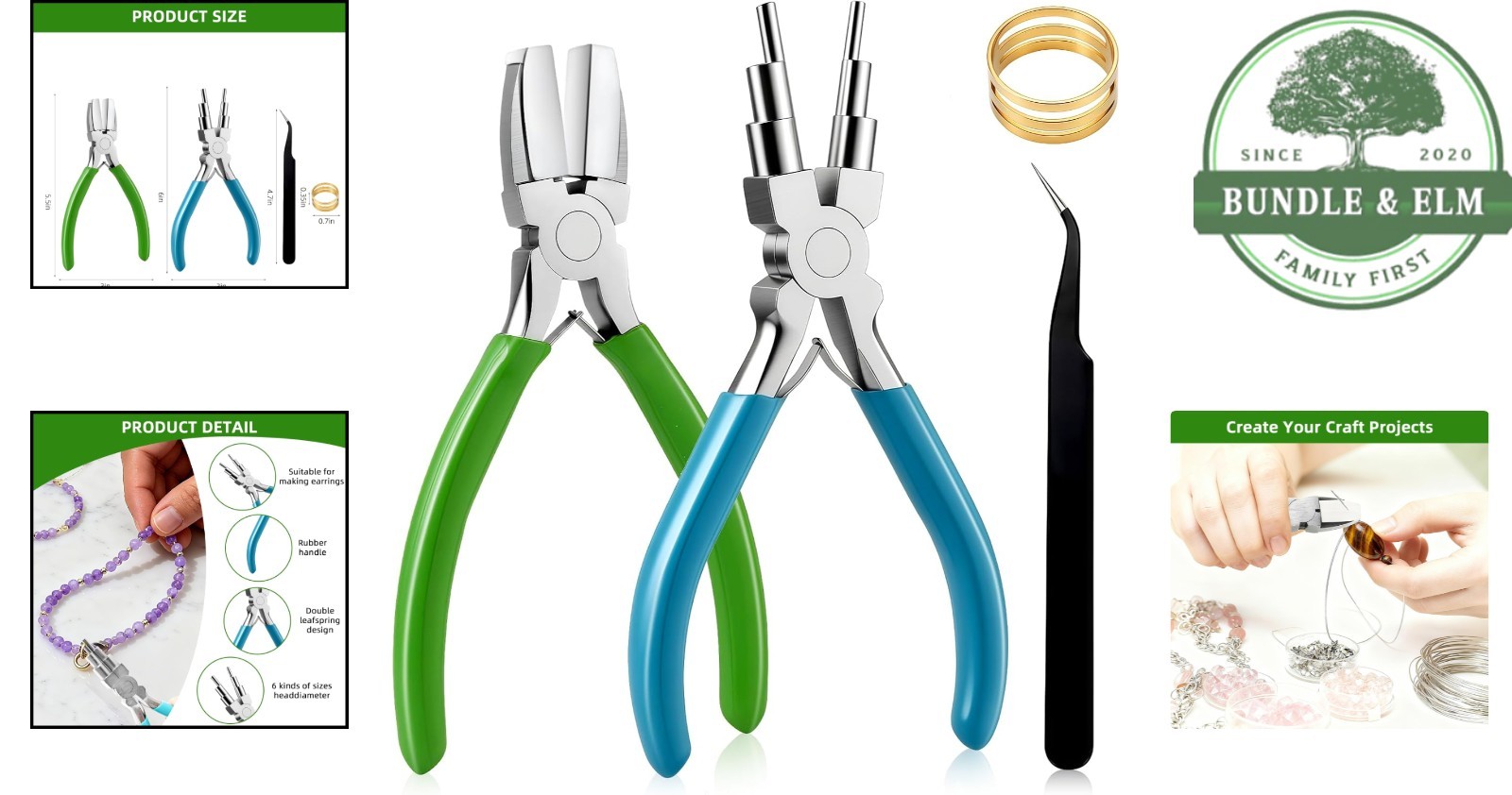 2-Piece Jewelry Pliers Set for Beading, Looping, and Shaping Wire Crafts