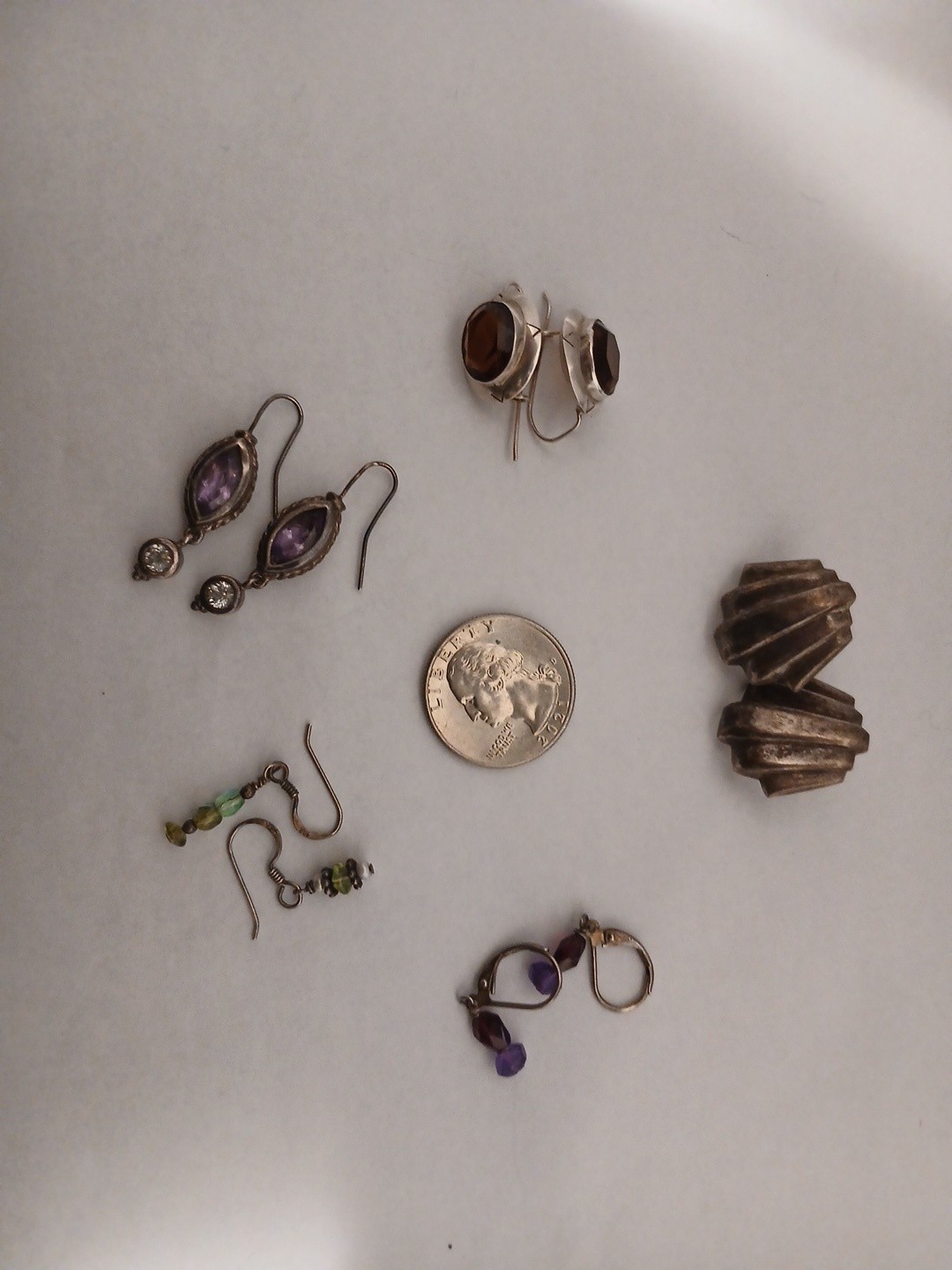 Vintage Shell Stone Sterling Silver Stud Earring Southwestern Lot Of 5 Pairs