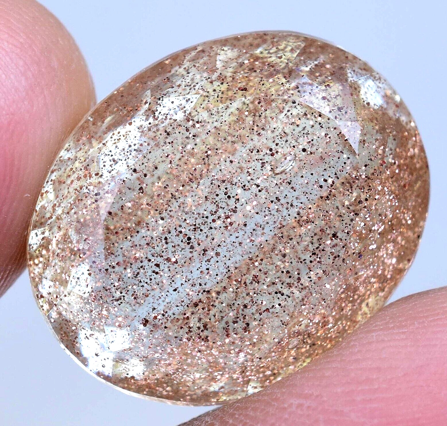 Natural Rutile & Sunstone 33.05 Ct AGL Certified Rare found Two in One Gemstone