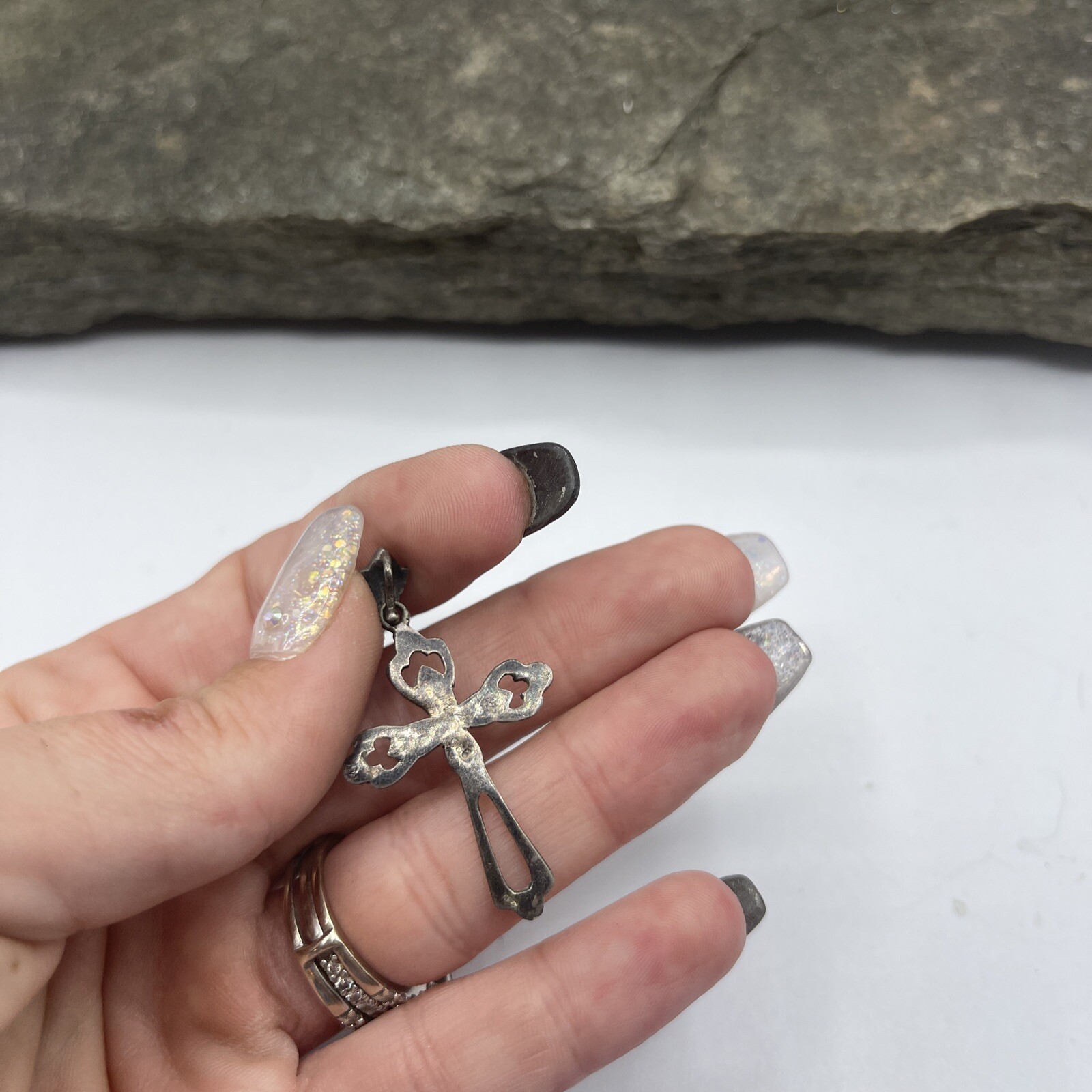 Beautiful 925 Sterling Silver Cross Design Pendant/ Charm # P112