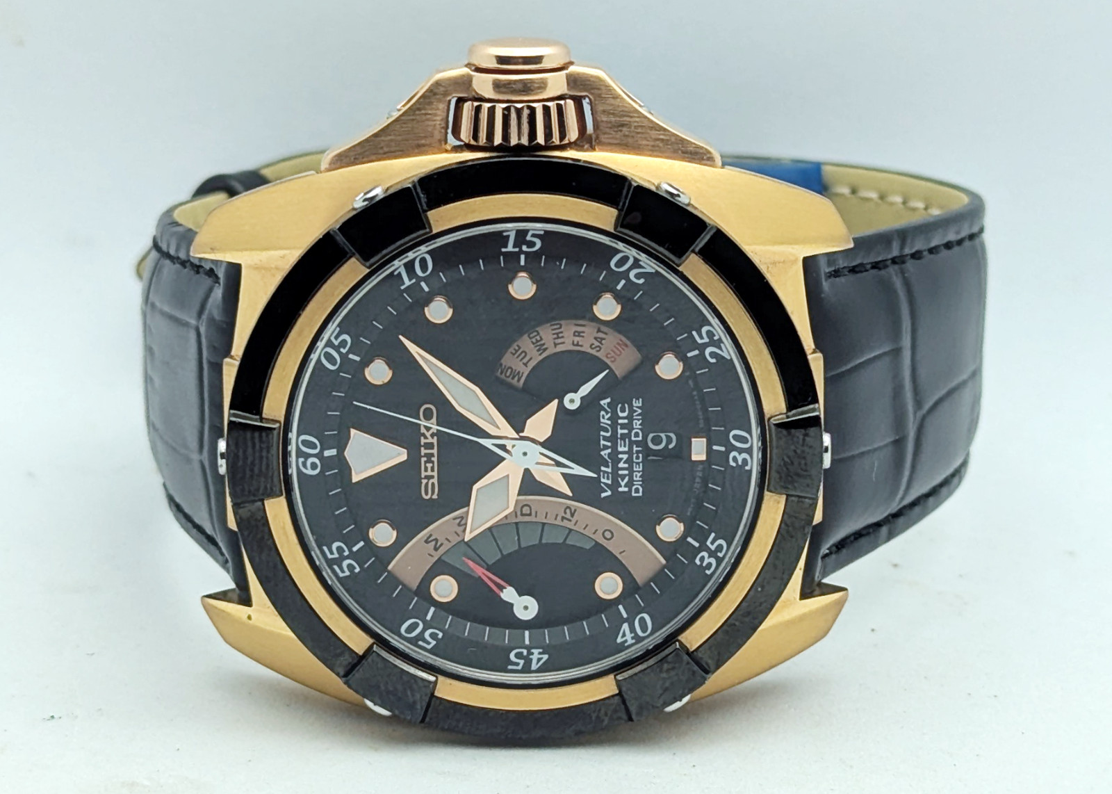 Seiko Kinetic Velatura 5D44 Direct Drive Rose Gold Sapphire | New Capacitor/Box