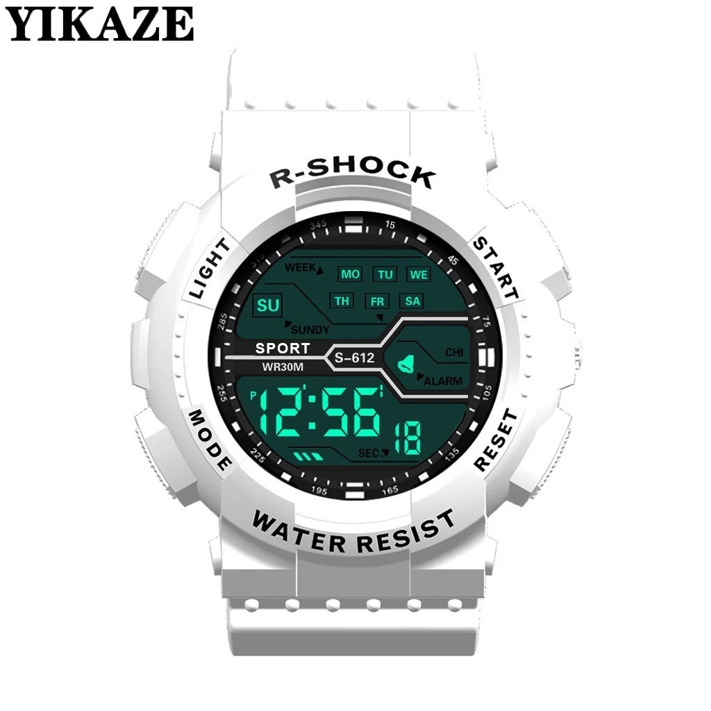 Men’s Digital Sports Watch LED Waterproof Shock Resistant Large Screen Wrist