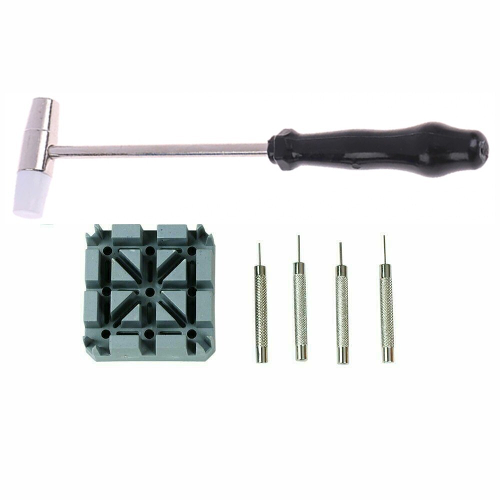 Watch Repair Band Link Remover Tool Kit – Hammer Punch Pins Watch Strap Holder