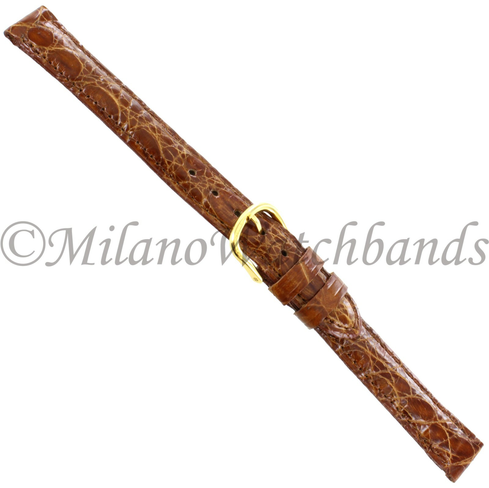 10mm deBeer Honey Tan Handmade Genuine Crocodile Ladies Watch Band Reg #412-10