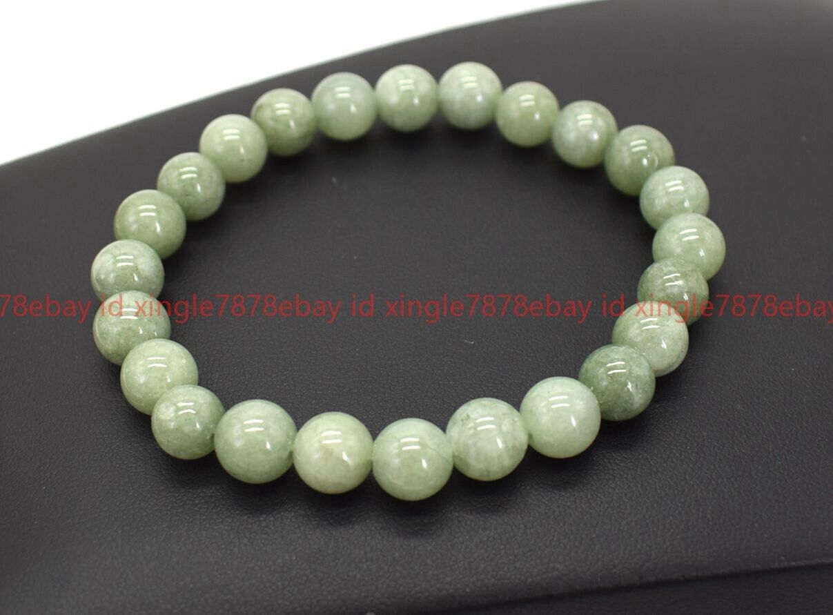 Natural 6/8/10/12mm A Green Jade Gemstone Round Beads Stretch Bracelet 7-9in