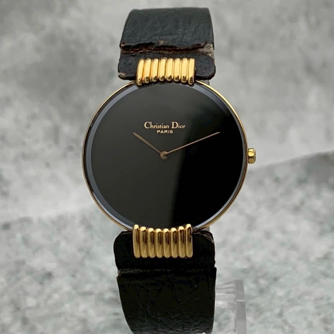 Dior Bagheera Black Moon 47.153.3 Gold Quartz Watch Japan 0715607