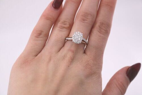 14K Two Tone 1.00 CT Diamond Ladies Cluster Ring, 3.6gm, Size 7, S14227