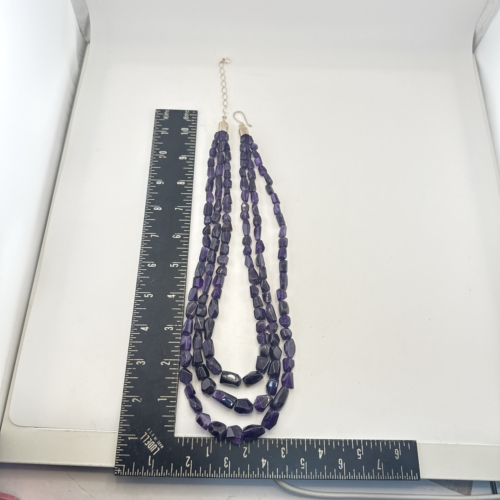 Jay King Necklace Amethyst Purple Triple Strand Chunky Bead Sterling 132g 925