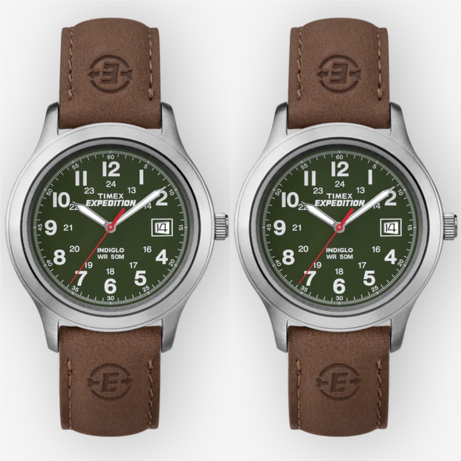 Lot of 2 Timex Men’s T40051 Expedition Metal Field 39mm Leather Strap Watch