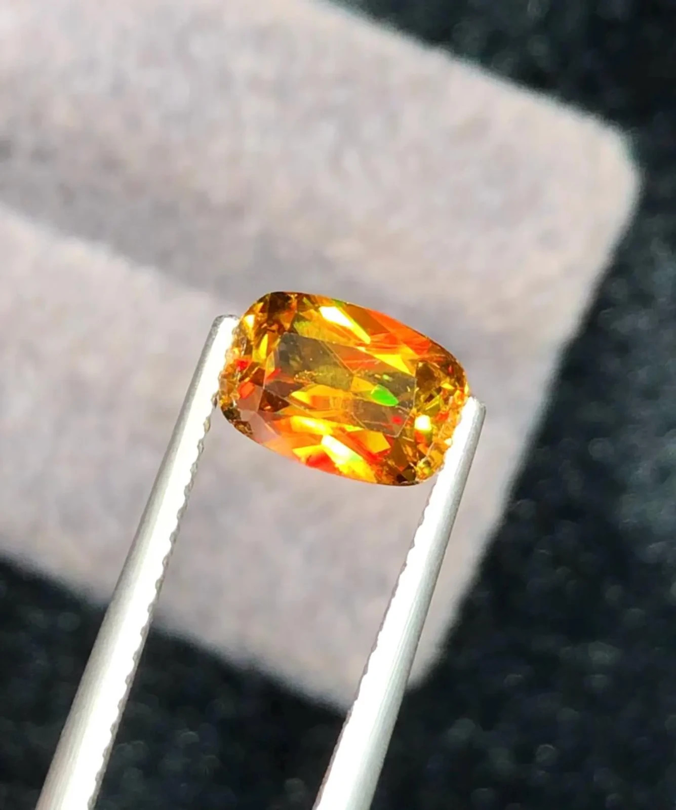 Full Fire Golden Sphene/Titanite Gemstone, Cushion Cut Rare Yellow Sphene 1.85CT
