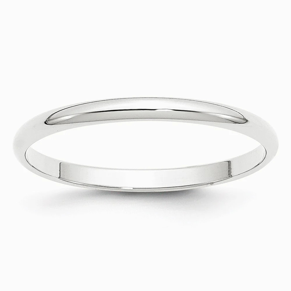 10K White Gold 10KW 2mm LTW Half Round Band Size 10