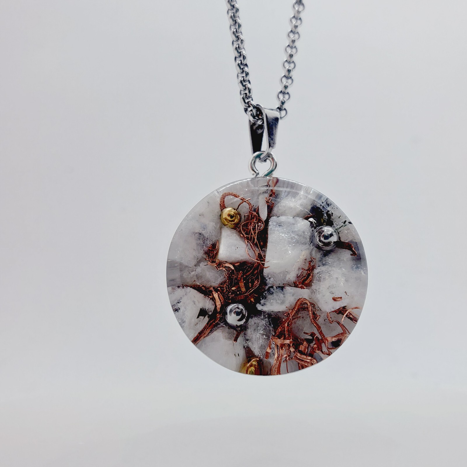 RAINBOW MOONSTONE Orgonite Necklace for Patience and Emotional Balance