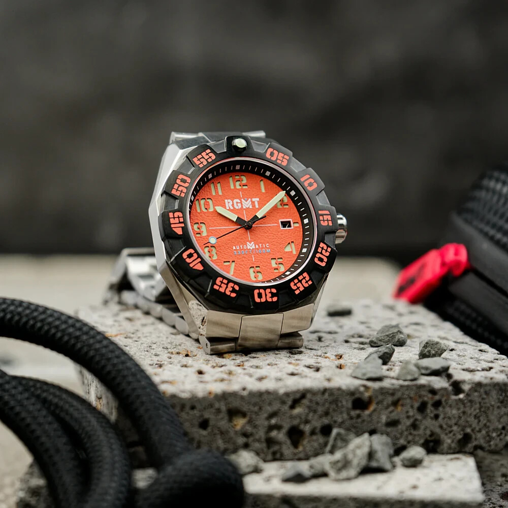 RGMT Field Master Men’s Automatic Watch Silver/Orange RG-8032-99 $685-NEW & RARE