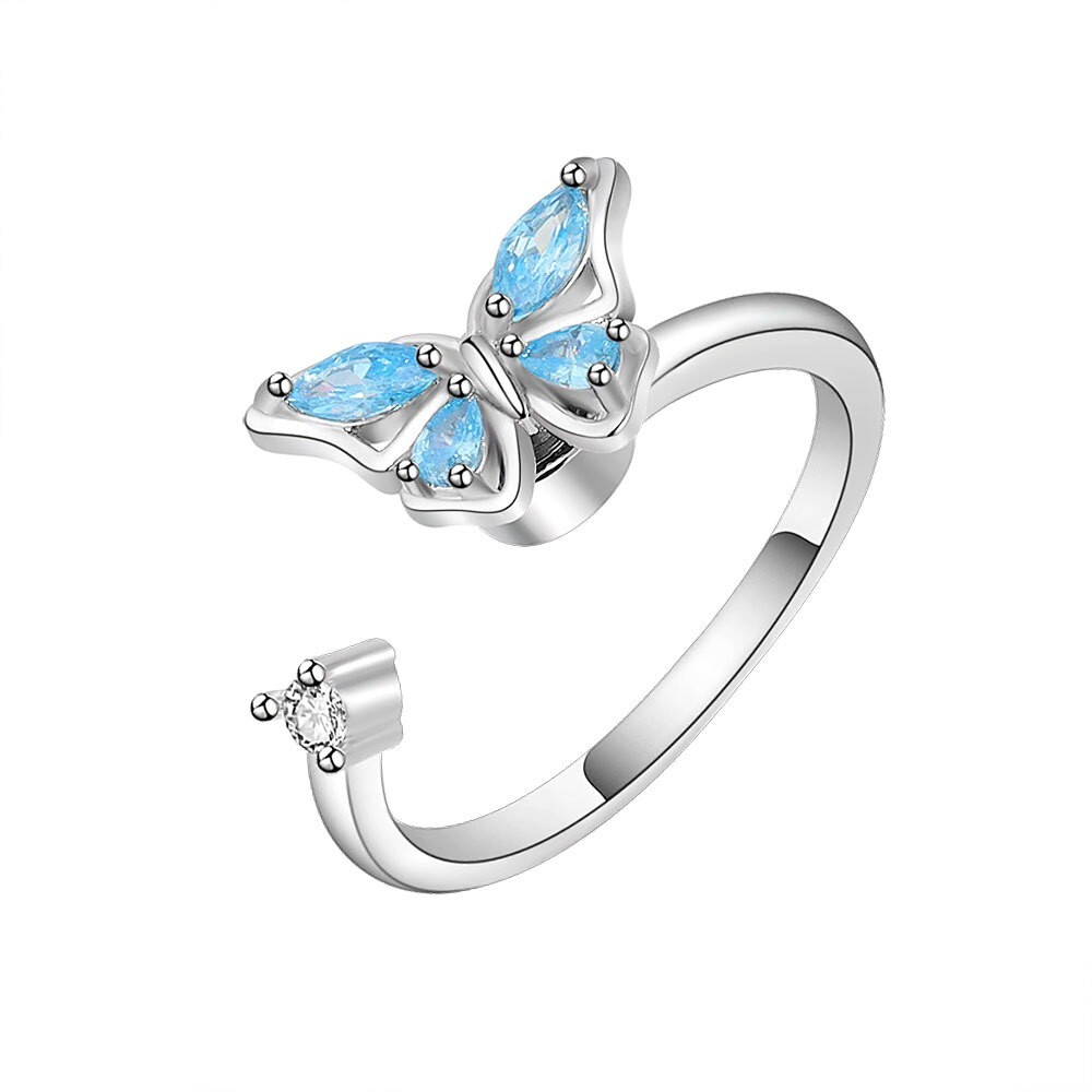 Unisex Adjustable Anti Anxiety Rings Silver Anxiety Relief Spinning Fidget Ring