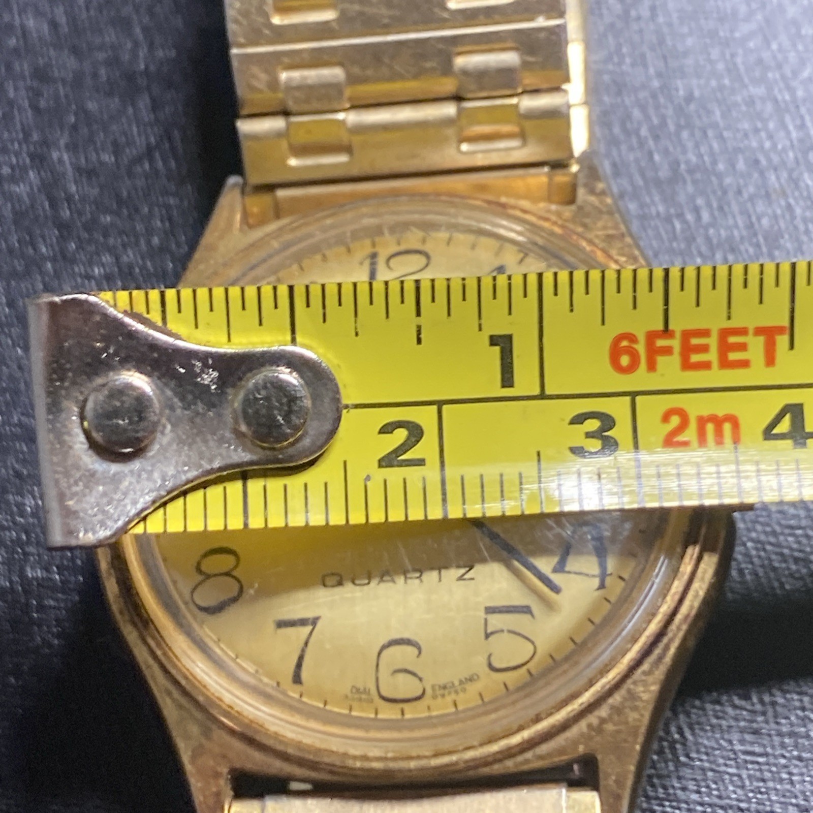 VTG 80s Timex Men’s Gold Quartz 33.5 mm Speidel Stretch Band for Parts?Untested