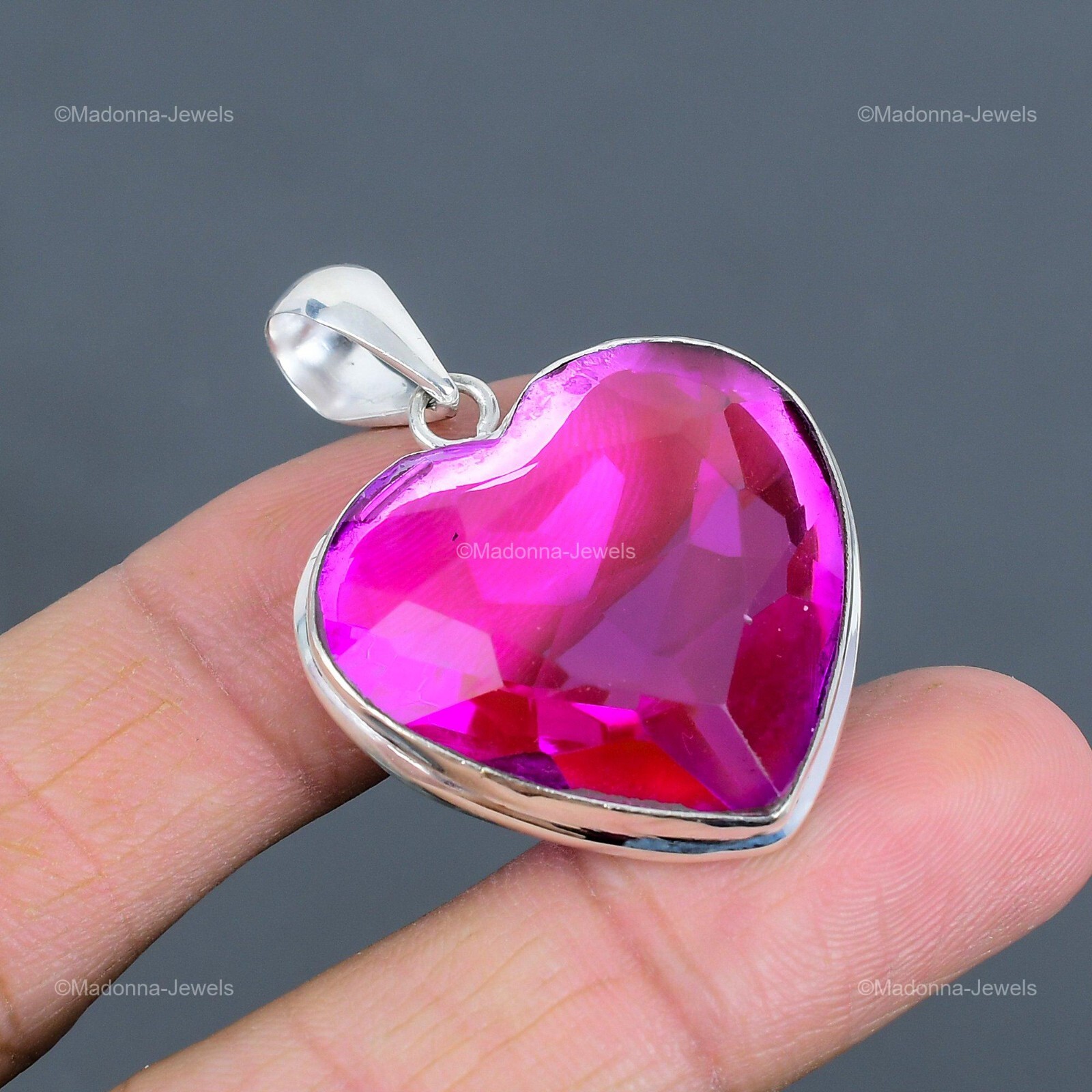 Valentines Sale Pink Tourmaline Stone 925 Silver Daughter Heart Pendant Jewelry