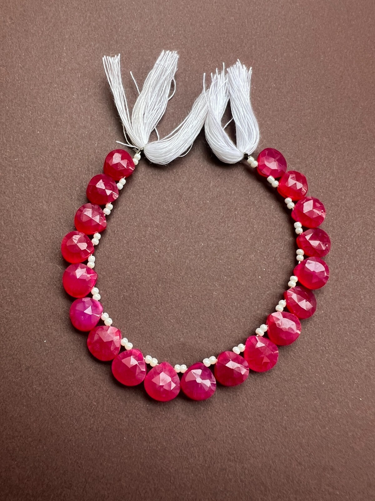 Hot Pink Chalcedony Faceted Pear Briolette Beads 1Strand 8-9mm Teardrop Gemstone