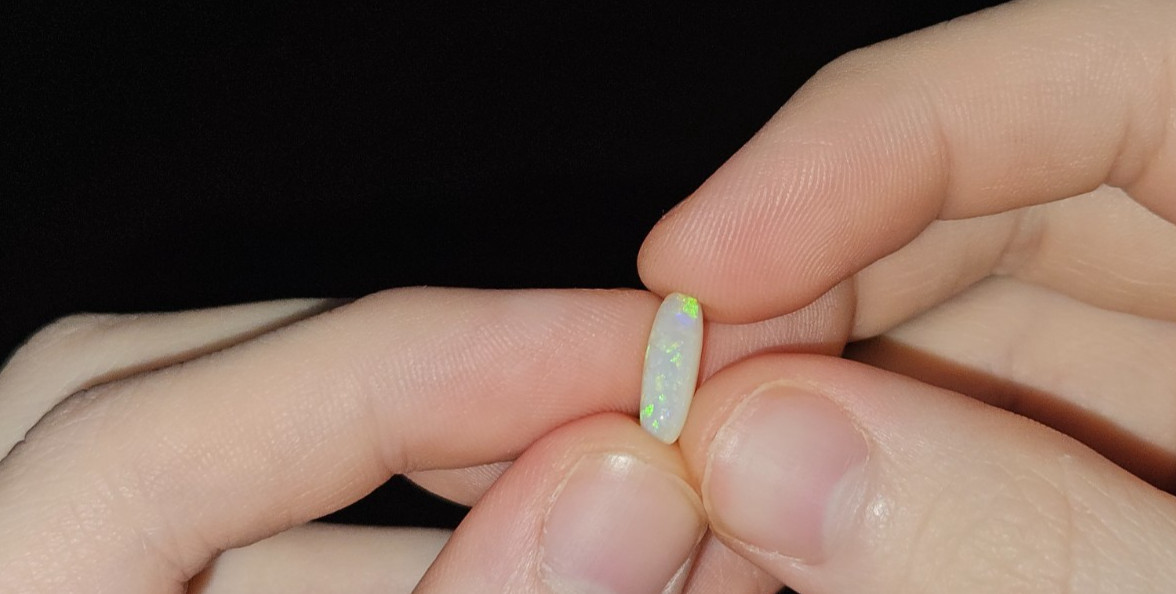 Long Cushion Cut Natural Crystal Opal. 1.18 Carats 12mm x 4mm x 3mm