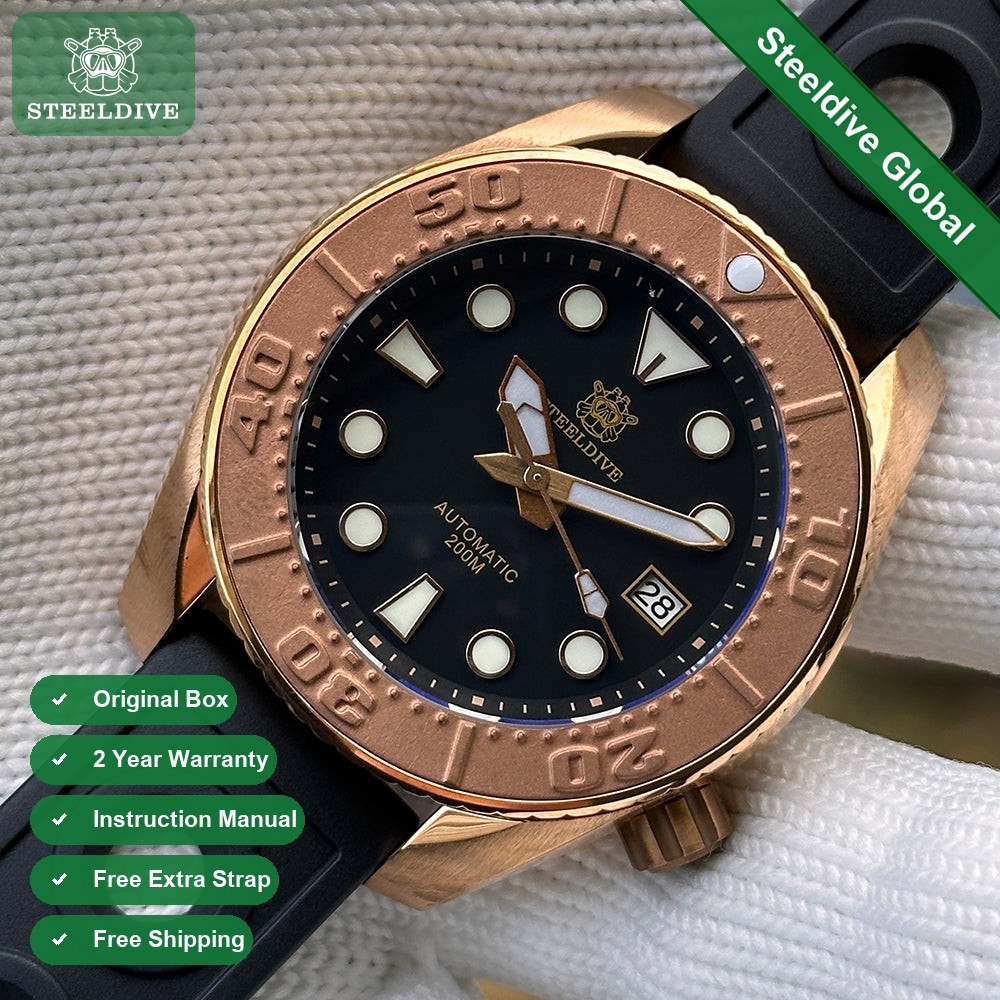 STEELDIVE SD1971S Mens Bronze 90mm 200M Automatic Dive Watch NH35 Sapphire