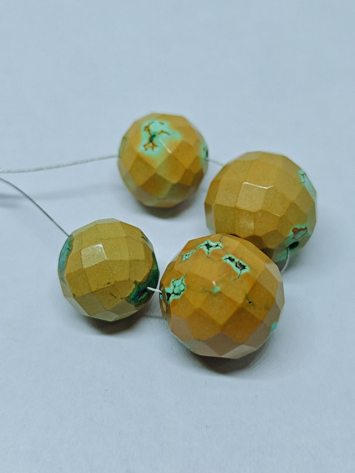 Natural Tibetan Turquoise Faceted Round Ball Beads, Loose Gemstone For Jewelry