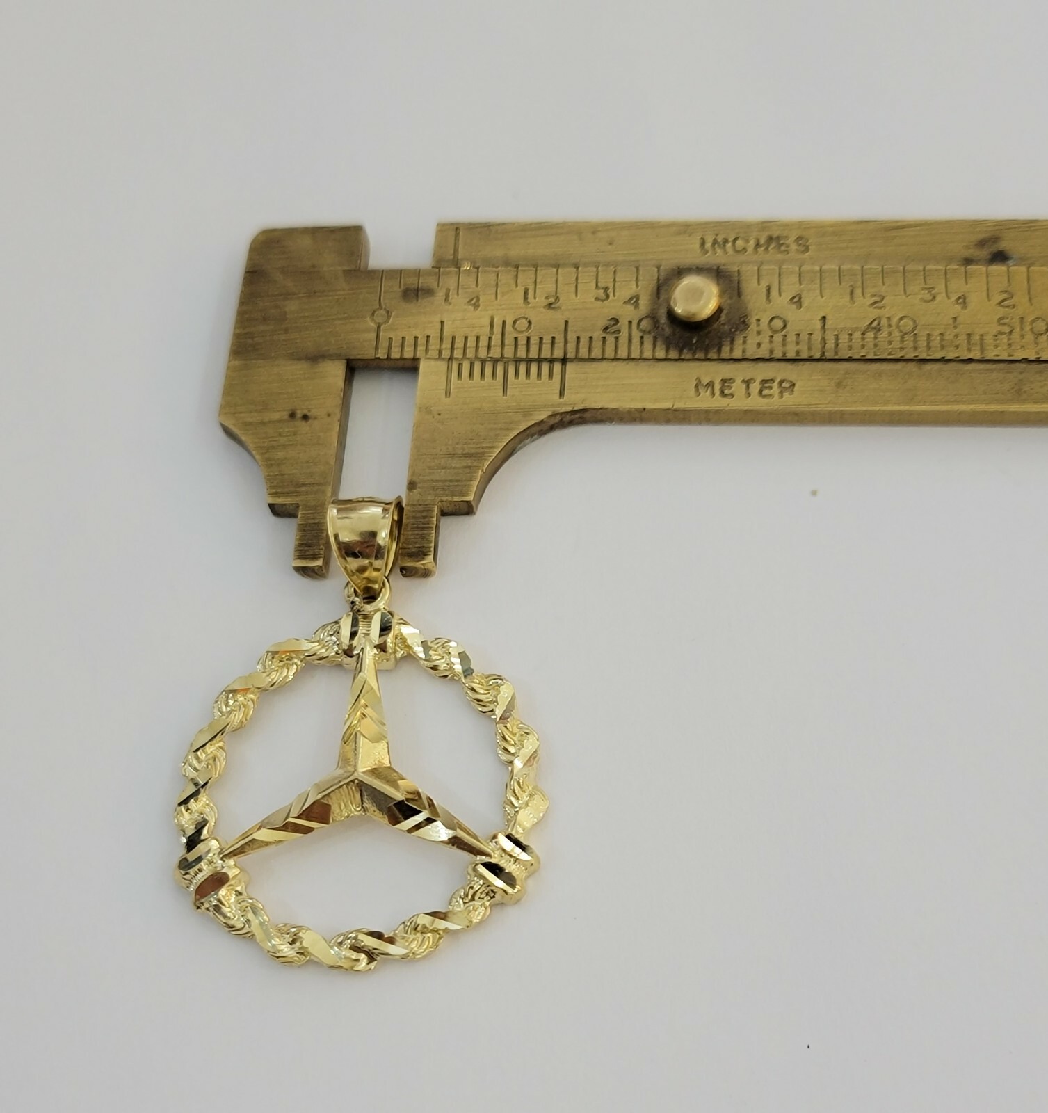 10k Gold Men’s Pendant 10kt Yellow Gold ,UNIQUE Rope Style Charm For Chains,REAL