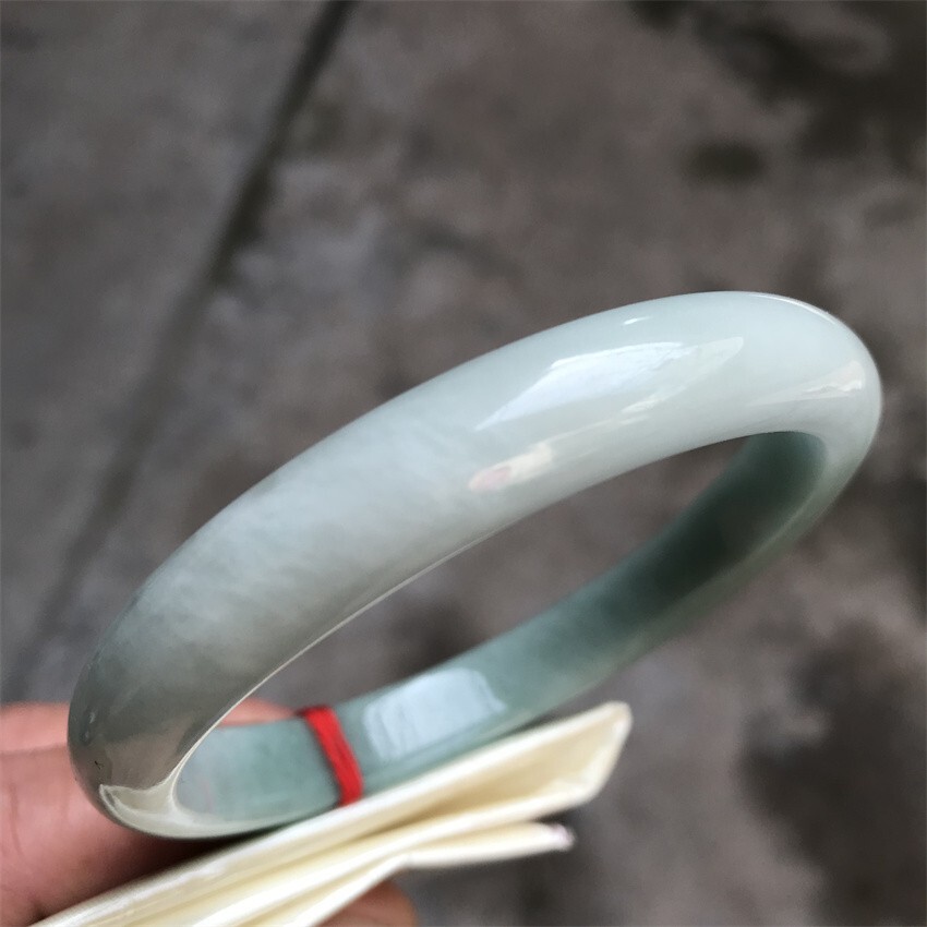 63.5mm Natural Ice Green Myanmar Jadeite Bracelet Emerald Jade Bracelet Bangle