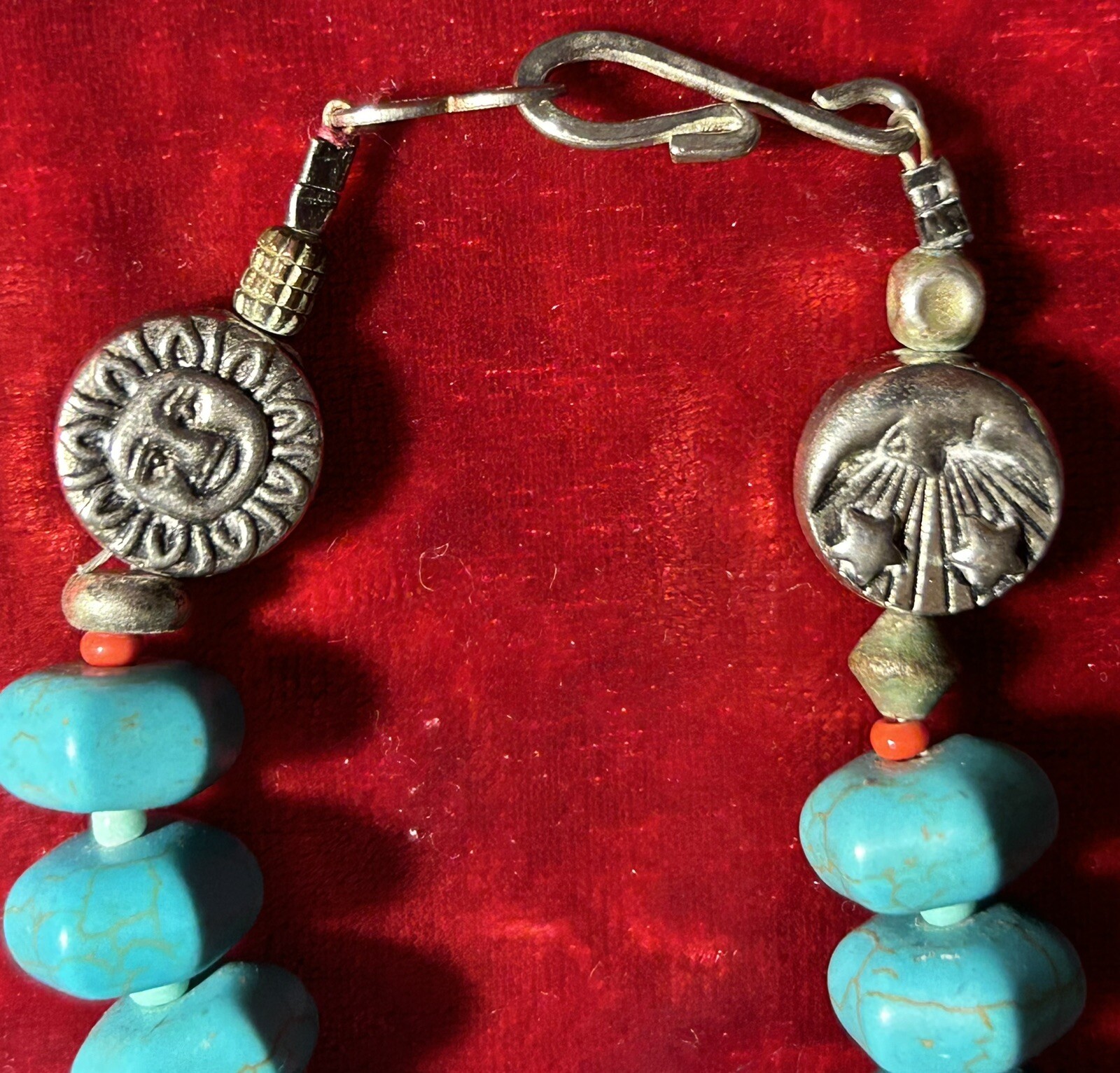 24 Inch Long Vintage India Turquoise necklace. # MP.