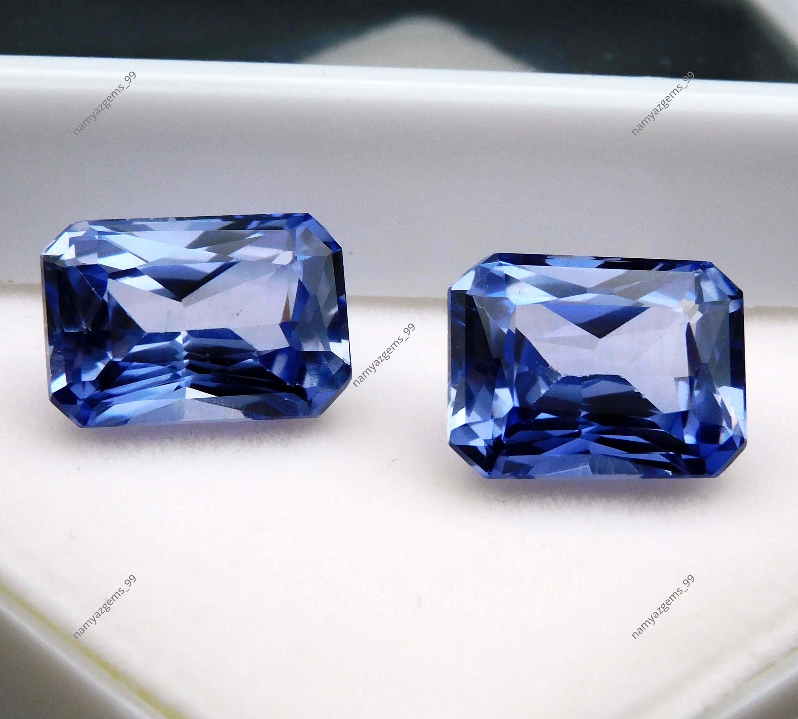 21 Ct Natural Blue Tanzanite Emerald Cut Certified AAA Loose Gemstone Pair